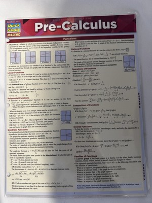 QuickStudy: Precalculus Laminated Sheet