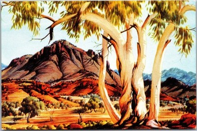 Albert Namatjira Postcard Ghost Gums Alice Springs Australia Vintage C2