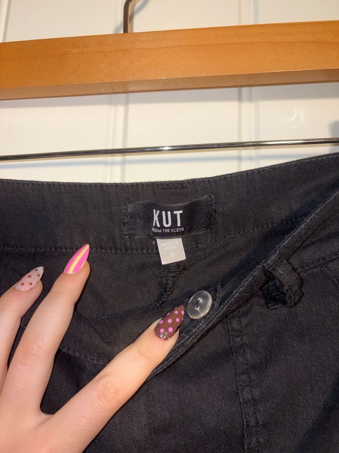 KUT from the Kloth Black Linen Blend Wide Leg Utility Pants Style KB44801, photo 3