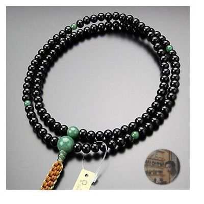 Nenju.com Rinzai Zen Buddhist Men's Prayer Beads 2 Shaku Ebony Jade 108 Beads