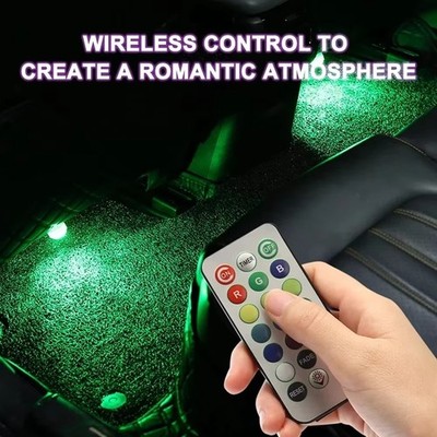4XMulticolor LED Licht Auto Zubehör Atmosphäre Lichter Set Lampe Fernbedienung