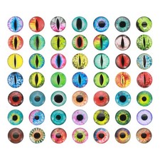 200 Pcs 15mm Glass Dragon Eyes, Flatback Animals Doll Eyes, Green Mixed Color