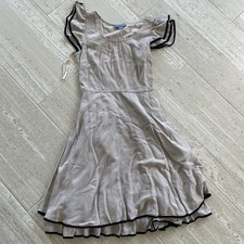 Lil Women’s Dress Flutter Sleeve Midi Lined Gray Black Size 4 Flowy Casual