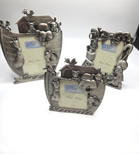 2001 Lefton Ornate Pewter Baby Picture Frames Lot Of 3 Frames 2 3.5x5 1 3x3