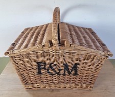 Fortnum and Mason Huntsman Large F&M Wicker Hamper Picnic Basket Good Condition 