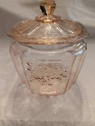 Vintage Anchor Hocking Mayfair Pink Depression Glass Cookie Jar With Lid.