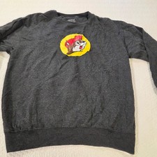 Buc-ee's Charcoal Gray Graphic Sweatshirt Beaver Logo Crew Neck Mens Large L