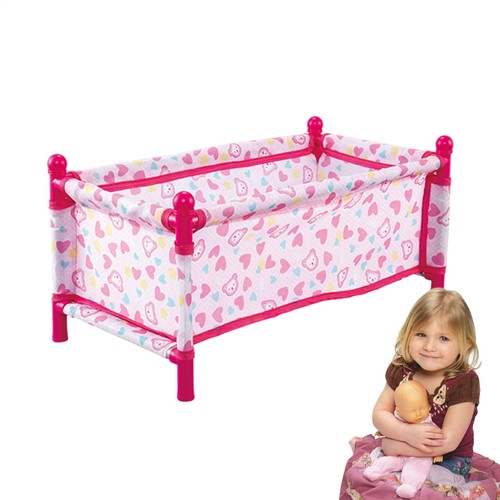 Pretend Play Toy Kids Doll Bed Pink Girls Toy Baby Doll Accessory Mini Doll Crib - Picture 5 of 12