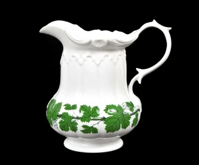 Meissen Porzellan Krug Karaffe Weinlaub voller grüner Weinkranz H 15,5 cm Prunk - Bild 1 von 4