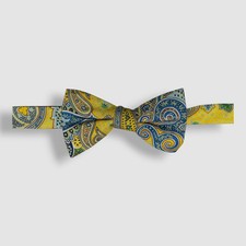 Tommy Hilfiger Mens Yellow Paisley Silk Pre-Tied Bow-Tie