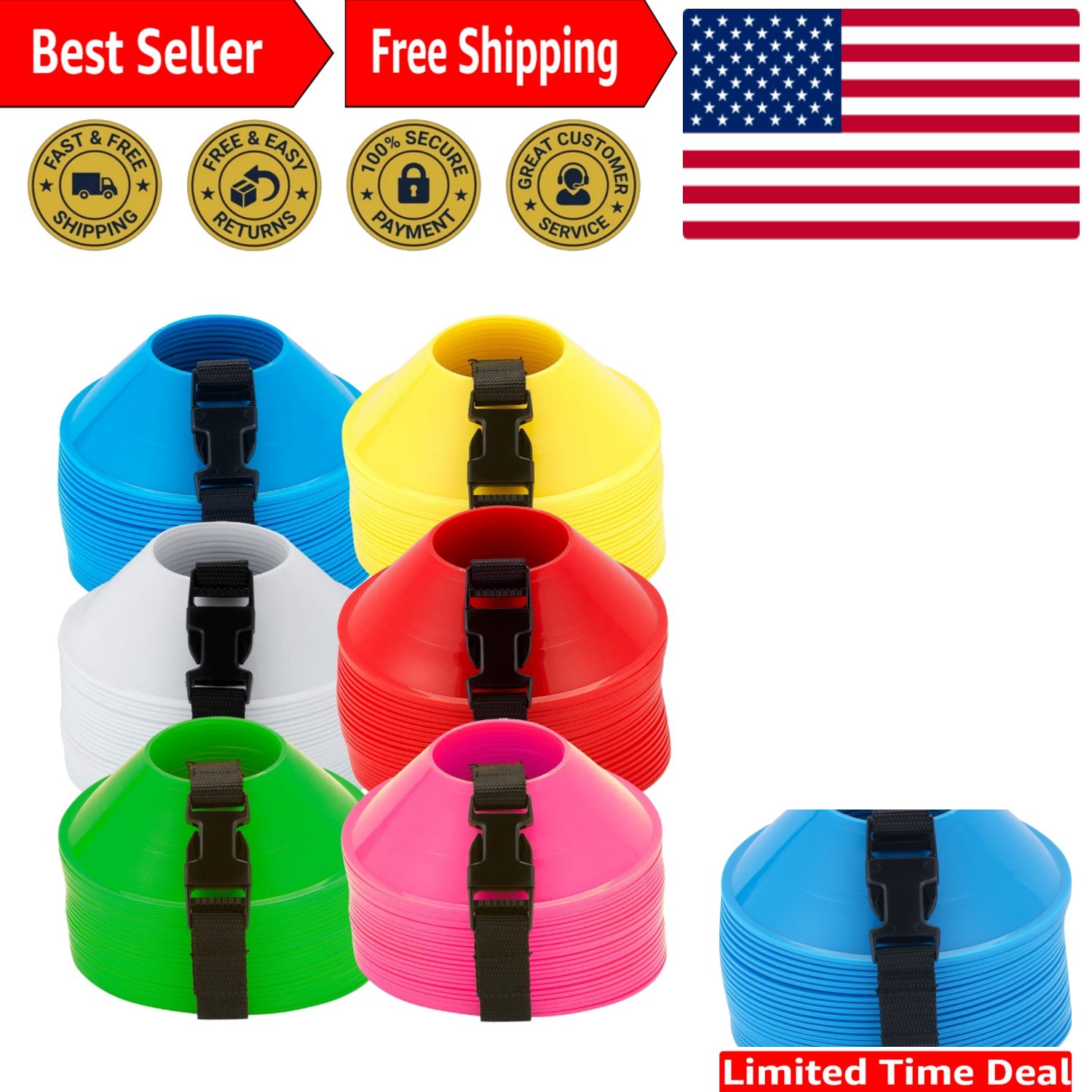 Durable 5″ Mini Cones for Soccer Training – Portable Set of 25 with Carry Strap