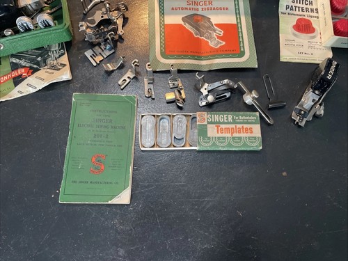Vintage Singer 201 Nähmaschine 1938 Serie # AE803902 mit Aufsätzen - Bild 10 von 17