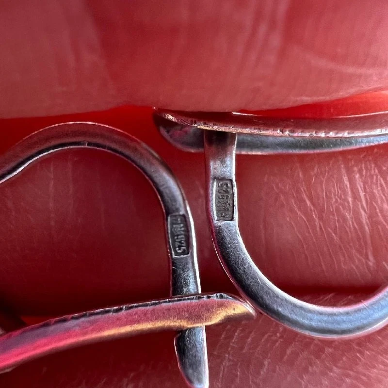 Vintage Women's Jewelry 925 Silver 14K Gold Hoop Earrings Floral Engraved 8.6gr - Image 3 of 4