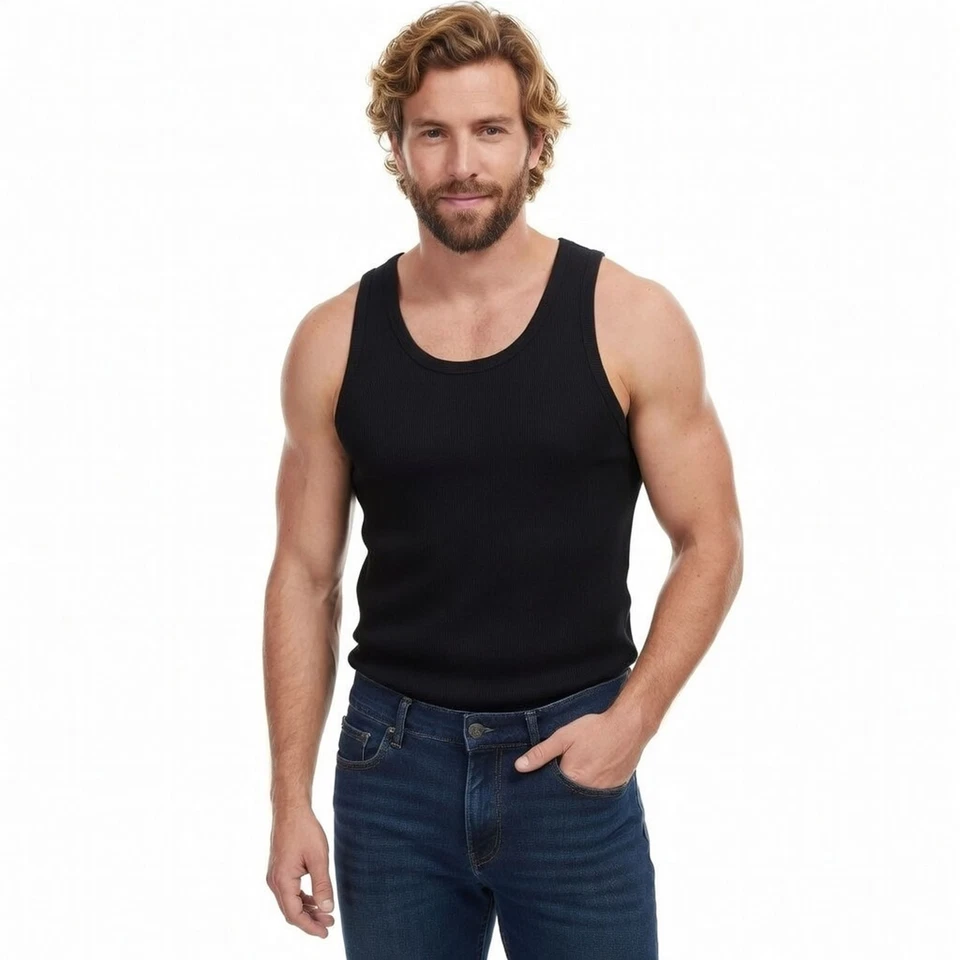 Débardeur Homme Coton 100% Muscle Blanc Noir Gris Lot 3 6 - Photo 1/1