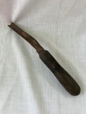 Raspador/cincel/gubia doblado/en ángulo DE COLECCIÓN con mango de madera