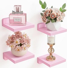Small Floating Shelves 5x5 Inches Wall Shelf Set of 4 Rustic Wood Pink