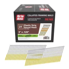 3 In. X 0.120 In. 21° Plastic Collated Exterior Galvanized Ring Shank Framing Na