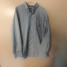 Mens CHAPS long sleeve button down dress shirt sz Large Blue striped