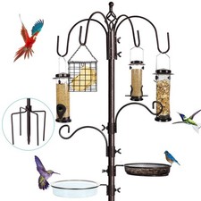 6-Hook Bird Feeding Station Kit, Wild Bird Feeder Stand Pole, Multi-Feeder Ki...