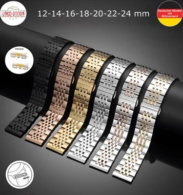 Uhrenarmband Glieder Armband 12 14 16 18 20 22 24 mm Edelstahl Metall Universell - Bild 1 von 4