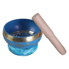 Nepal Tibetan Blue Buddhist Bowl Mallet Set Meditation Singing Bowls Kit