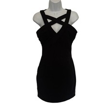 Crystal Doll Bandage Bodycon Dress Sz 3 Y2K Clubwear Sparkly Mini Cutout NWT LBD