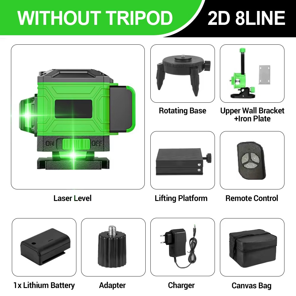 Niveau laser 4D ligne verte 16 lignes dispositif 360 degrés pour chantier intérieur
