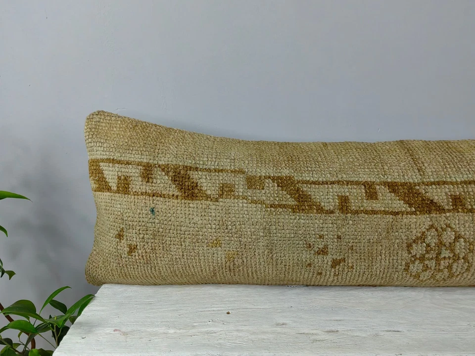 12x48 Turkish Kilim Pillow Cover - Long Lumbar Throw - Vintage Boho Cushion - Image 4 of 4