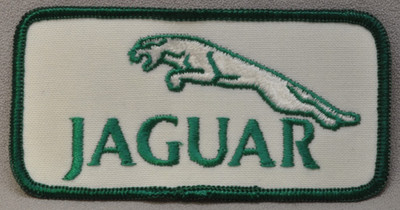 Jaguar Sew on Patch 4'' x 2''  NEW Green thread on white background