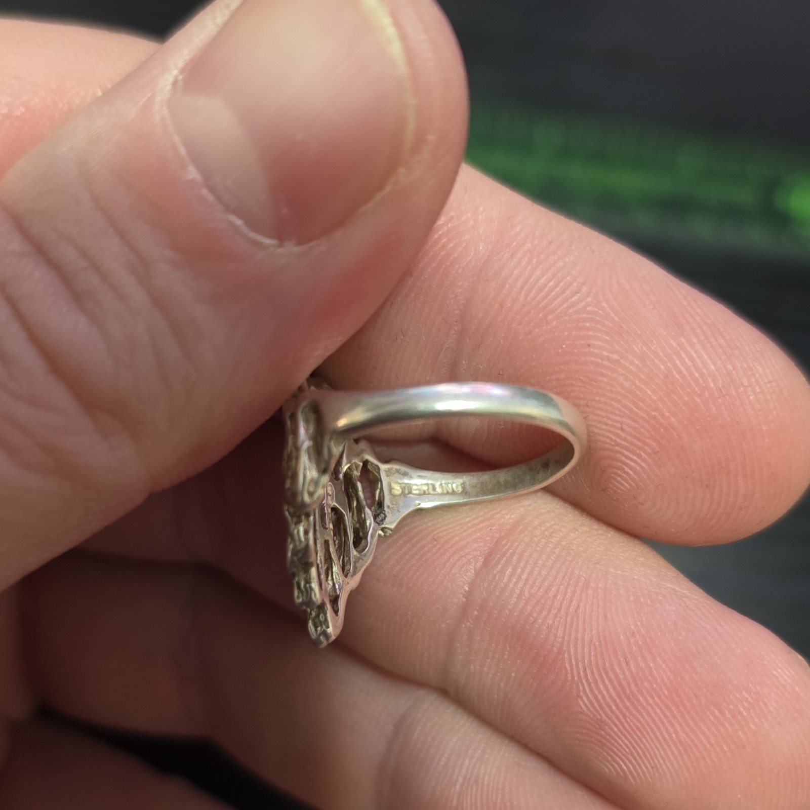 Sterling Silver Abstract Openwork Ring Size 7 925… - image 3
