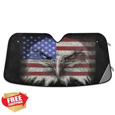 American Flag Bald Eagle Car Sun Shade UV Protector Visor
