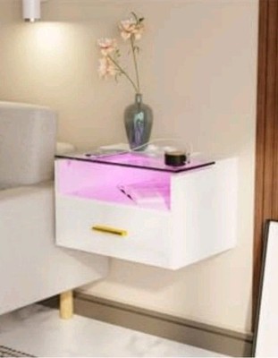 Schwebender Nachttisch mit Ladestation 42x30x26cm LED Wandmontage...