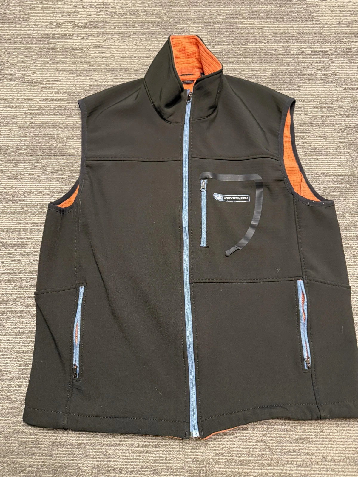 Southern Marsh Vest Mens Medium Black Softshell Full Zip Fleece Lined Outdoor