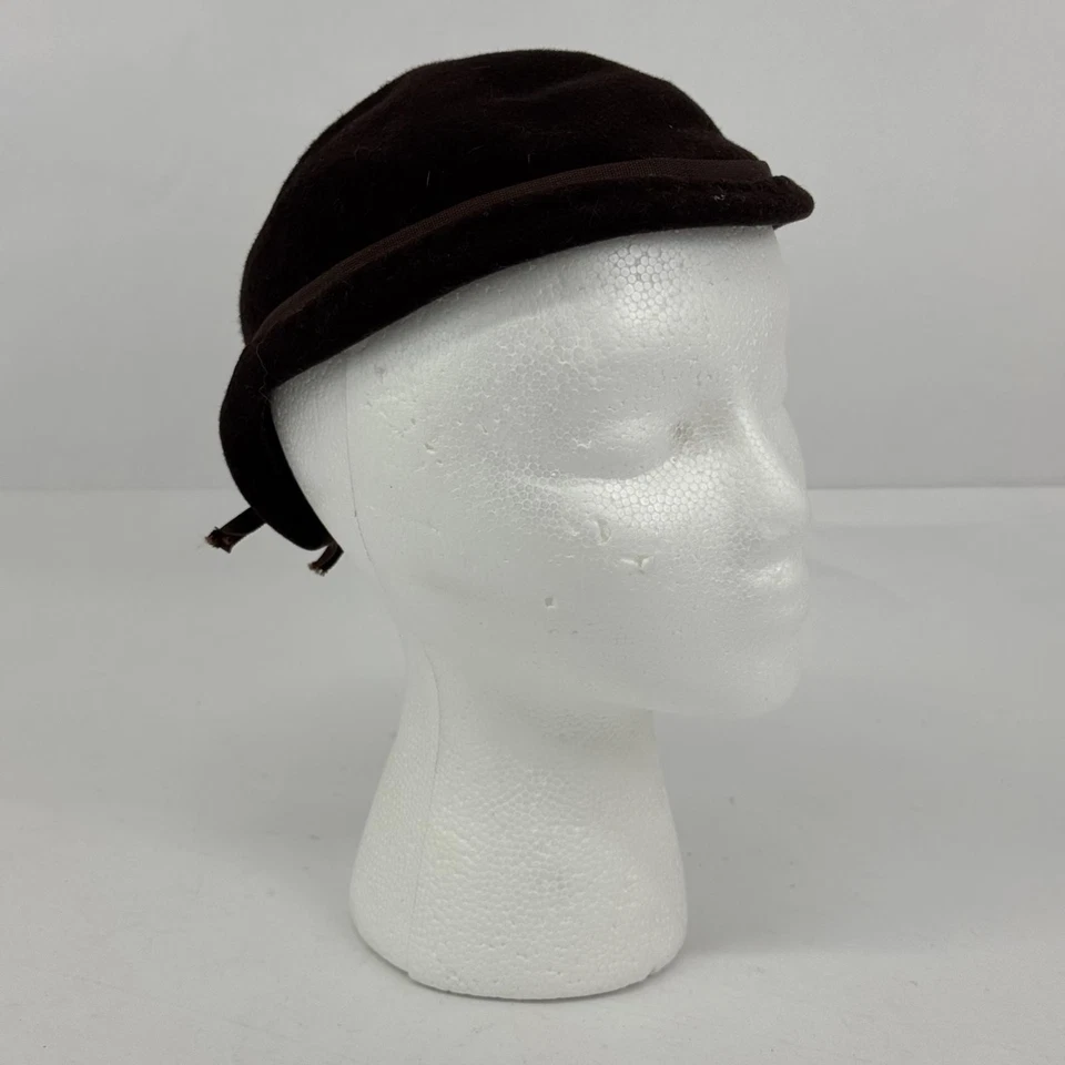 Sombrero Merrimac vintage de lana marrón para mujer talla 22 (mediano) Foto 2 de 4