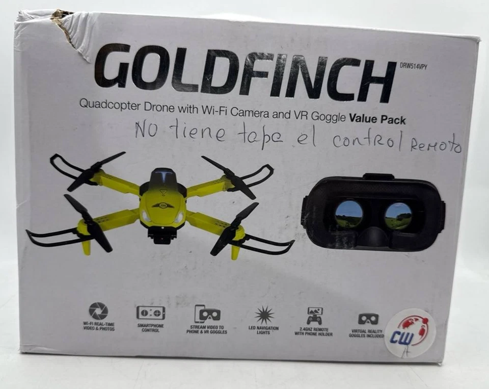 Sky Rider Goldfinch Drone with Wi-Fi Camera VR Goggles 328ft Range Foldable - Image 2 of 4