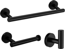 3-Pieces Set Matte Black Bathroom Hardware Set SUS304 Stainless Steel Round Wall