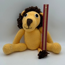Handmade Crochet Lion Plush Yellow Brown Amigurumi Stuffed Animal Toy 11 inch