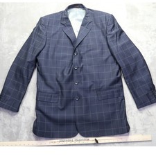 Jean Paul Exclusive Milan Italy Navy Windowpane Super 150s Jacket Blazer 44L