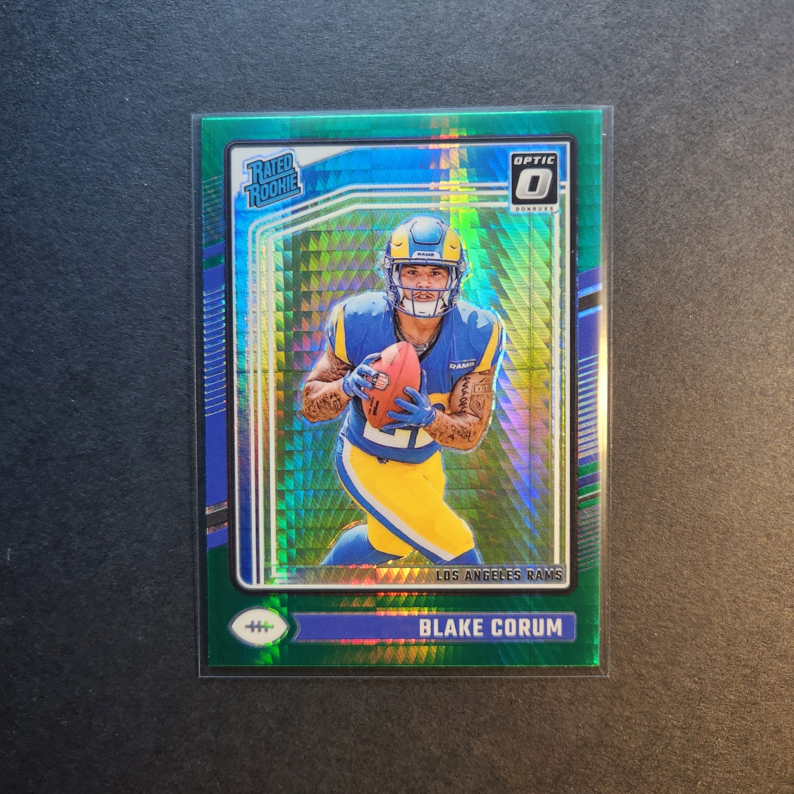 2024 Panini Donruss Optic - Rated Rookie Blake Corum #208 Green Hyper Prizm (RC)