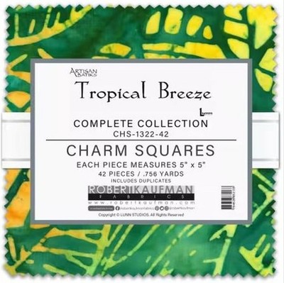 5'' Charm Pack - Artisan Batiks Tropical Breeze Robert Kaufman Fabric M520.65