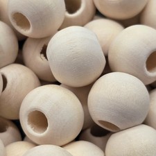 100 Wooden Beads 15mm Macrame Crafts Round European Crafting Bead 5mm hole Craft