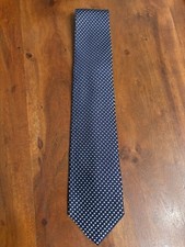 Daniel Cremieux Signature 100 Silk Italy Navy White Polka Dot 3" Tie 'd / 