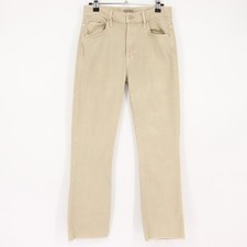 MOTHER The Insider Ankle Fray Jeans Chalk It Up Tan High Rise Women's Size 28