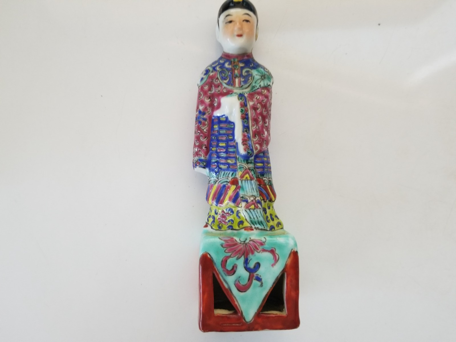 Chinese Qing Dynasty Emperor Hand Painted Porcelain Figurine 6