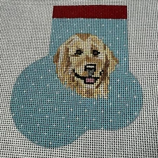 Golden Retriever Mini Stocking Needlepoint Ornament A Bradley Hand Painted 18 Ct