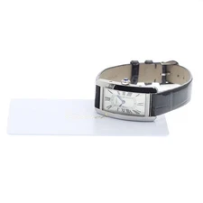 CARTIER TANK AMERICAINE SM WSTA0082 19mm SS Leather Silver Dial Quartz #C297