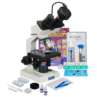 OMAX 2500X 3MP Digital LED Binocular Microscope+Slide Preparation Kit+Book+Slide