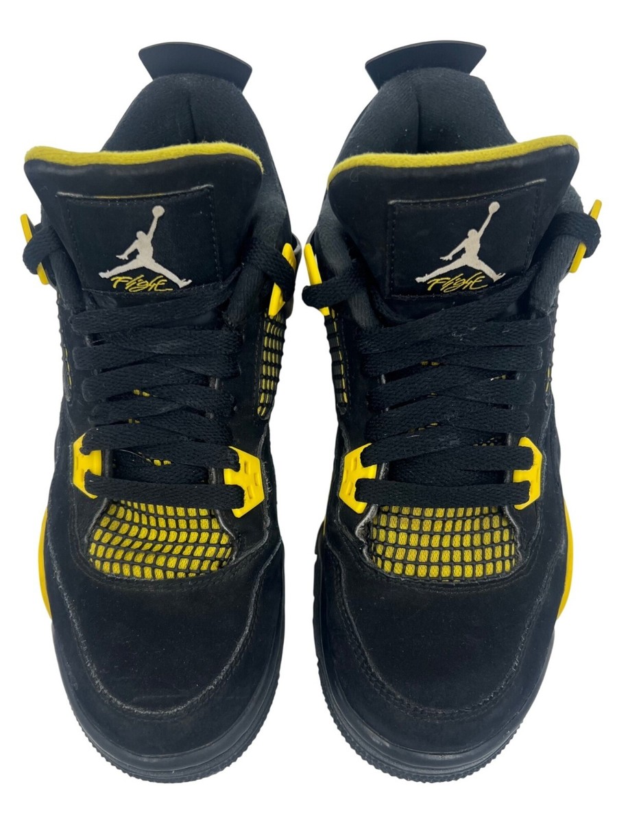 AUTHENTIC Air Jordan 4 Retro Thunder Black & Tour Yellow Sneakers