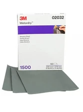 3M 02032 Wetordry Abrasive Sheet 1500 Grit 9 in x 11 in 2032 (50 sheets)
