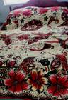 Textile Made in Mexico Blanket Bedspread Hummingbird Floral Red Orange  92x76